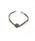 PULSERA CHARRA PLATA CON HILO MARRON, TAMAÑO BOTON 15MM, LARGO 18CM - S1132M