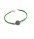 PULSERA CHARRA PLATA HILO VERDE, TAMAÑO BOTON 15MM, LARGO 18CM - S1132V