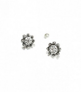 PENDIENTES PLATA CHARRA  BOTON 15MM, CIERRE PRESION - 008-S