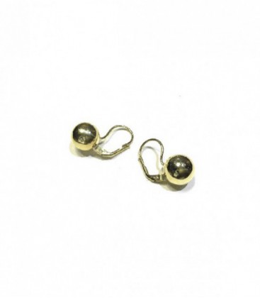 PENDIENTES PLATA DORADA BOLA 12MM, LARGO 25MM - 13292-G-A