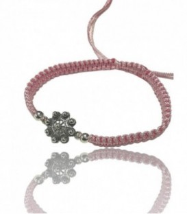 PULSERA CHARRA MACRAME COLOR ROSA REGULABLE,TAMAÑO BOTON 10MM - S1218R